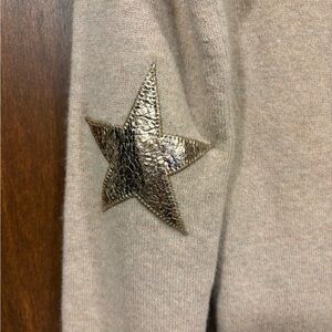 Zadig & Voltaire Cici elbow patch sweater Small Tan gold stars EUC